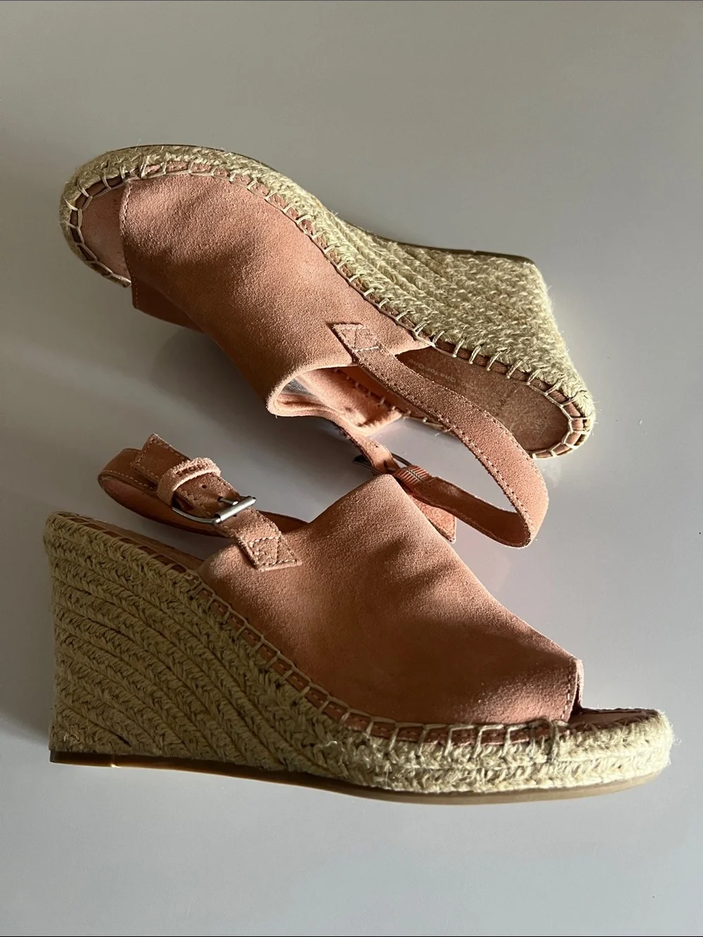 Toms Pink Suede Espadrille Wedge Sandals Size: W8